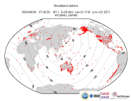 Map with all BHZ stations held by IRIS