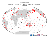 Map with all BHZ stations held by IRIS