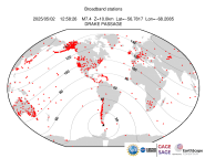 Map with all BHZ stations held by IRIS