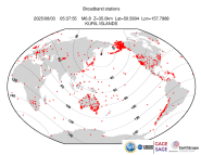 Map with all BHZ stations held by IRIS