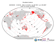 Map with all BHZ stations held by IRIS
