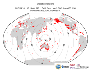 Map with all BHZ stations held by IRIS