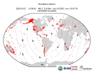 Map with all BHZ stations held by IRIS