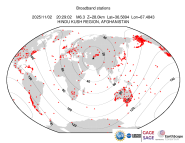 Map with all BHZ stations held by IRIS