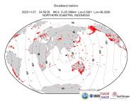 Map with all BHZ stations held by IRIS