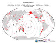 Map with all BHZ stations held by IRIS