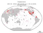 Map with all BHZ stations held by IRIS