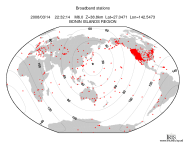 Map with all BHZ stations held by IRIS