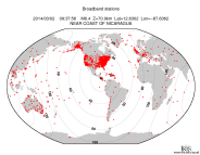 Map with all BHZ stations held by IRIS