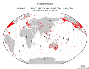 Map with all BHZ stations held by IRIS