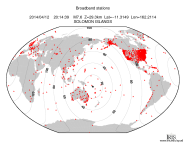 Map with all BHZ stations held by IRIS