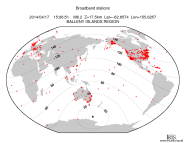 Map with all BHZ stations held by IRIS