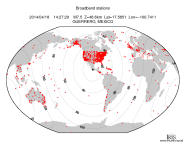 Map with all BHZ stations held by IRIS