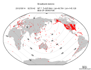 Map with all BHZ stations held by IRIS