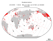 Map with all BHZ stations held by IRIS