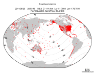 Map with all BHZ stations held by IRIS