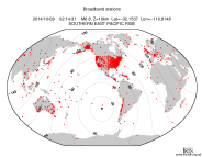 Map with all BHZ stations held by IRIS
