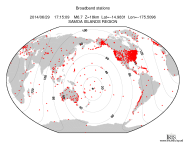 Map with all BHZ stations held by IRIS