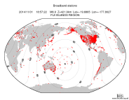 Map with all BHZ stations held by IRIS