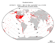 Map with all BHZ stations held by IRIS
