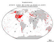 Map with all BHZ stations held by IRIS