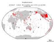 Map with all BHZ stations held by IRIS