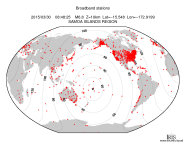 Map with all BHZ stations held by IRIS