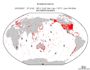 Map with all BHZ stations held by IRIS