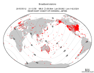 Map with all BHZ stations held by IRIS