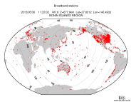 Map with all BHZ stations held by IRIS